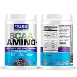 USN Suplementos BCAA Amino + Suplemento, Frambuesa Azul, 11 oz