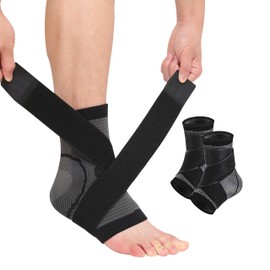 (2 Pack) Ankle Supporter, Stabilized, Band Compression/Soft Fabric), Ankle Supporter for Sports, Foot Supporter, Achilles Tendon, Antibacterial, Odor Resistant, Breathable, Stretchable, Heel Support, For Running, Commuting, Standing Work, Everyday Use, Unisex (Gray, XL)