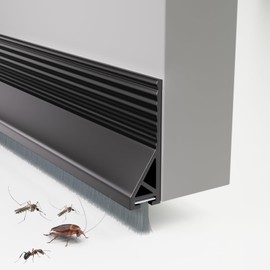 Door Draft Stopper with Brush, 39" Door Sweep for Bottom of Door, Self Adhesive Weather Stripping for Bottom of Door, Under Door Seal Dust/Noise/Hot or Cold Air Insulation, Black, 2 Pack