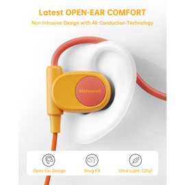 Mehomeli Kid Headphones for School, Air Conduction Open Ear Headphones, 3.5mm Jack Wired Cord, Ultra-Comfort, Ergonomic and Lightweight Design Perfect for School and Outdoor Activities-Orange