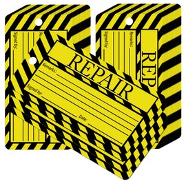 2.6 x 5.3 Inch Repair Tags Maintenance Required Tags with Wire Production Quality Control Tags - Yellow Tags for Equipment Production Quality Control Tags 100 Pack