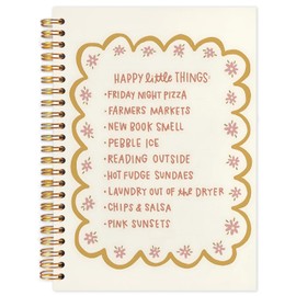 NATSUNO Boho Inspirational Spiral Notebook Journal 5.5x8.3in, Happy Little Things Positive Affirmation Journal, Mindfulness Gifts, Motivational Mental Health Hardcover Notebook