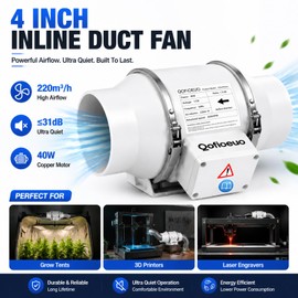 Qofioeuo 4 Inch Inline Duct Fan, 220m³, with 5ft Duct and Switch