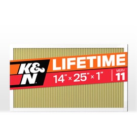 K&N 14x25x1 HVAC Furnace Air Filter, Lasts a Lifetime, Washable, Merv 11, the Last HVAC Filter You Will Ever Buy, Breathe Safely at Home or in the Office, HVC-11425