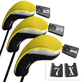 Andux Golf 460cc Driver Fairway Wood Club Head Covers 3pcs/Set Yellow