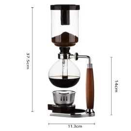 5 Cup,Siphon Coffee Maker with Wooden Handle ，syphon coffee brewer，coffee siphon，Vacuum Brewer Pot, Japanese Syphon Machine, Glass Drip Coffee Maker Set,Comes With 10 Sheets Of Coffee Filter Cloths