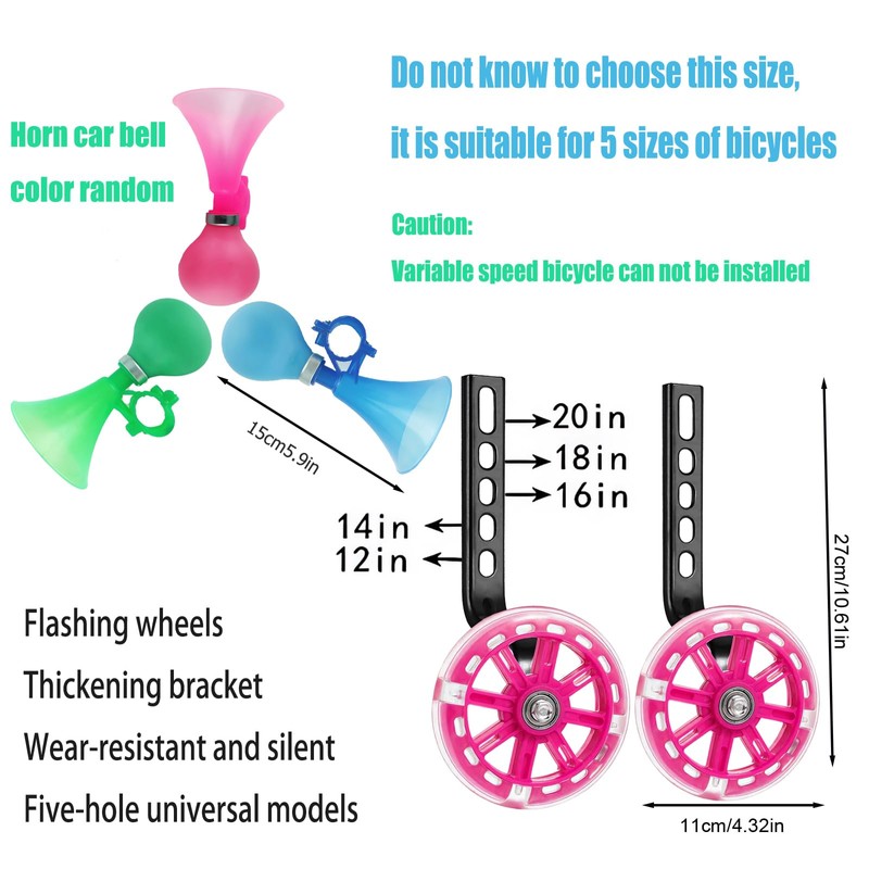 Bike Training Wheels, Flash Mute Wheel, Bicycle Stabiliser Mounted Kit,