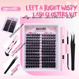 Lash Clusters Kit Wispy Cat Eye Cluster Eyelash Kit Fairy Individual Lashes Clusters Fox Eye Natural Eyelashes Clusters DIY Lash Extensions Kit with Lash Bond and Seal and Eyelash Tweezers by zenotti