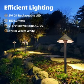 COLOER Low Voltage Pathway Lights, 12V Brass LED Landscape Path Light with 2W G4 LED Bulb, 2700K Warm White, IP65 Waterproof Outdoor Walkway Lights for Yard Sidewalk Garden (1 Pack with Bulb)