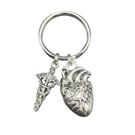 Anatomical Heart & Medical Caduceus Keychain, Medical, Cardiologist, Anatomy