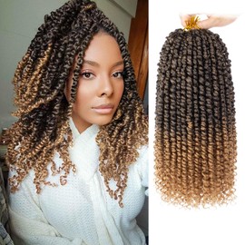 Samtress 12 Inch Passion Twist Crochet Hair 8 Packs Ombre Blonde Pre Twisted Passion Twist Hair Short Bob Bohemian Braids Hair Extensions for Women (#T27)