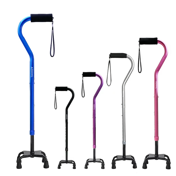 AOHHL Quad Walking Cane Foldable Adjustable Portable Stick Men &