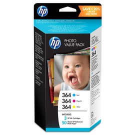 HP T9D88EE 364 Series Photo Value Pack, 50 Sheets/10 x 15 cm, Cyan/Magenta/Yellow, Multipack