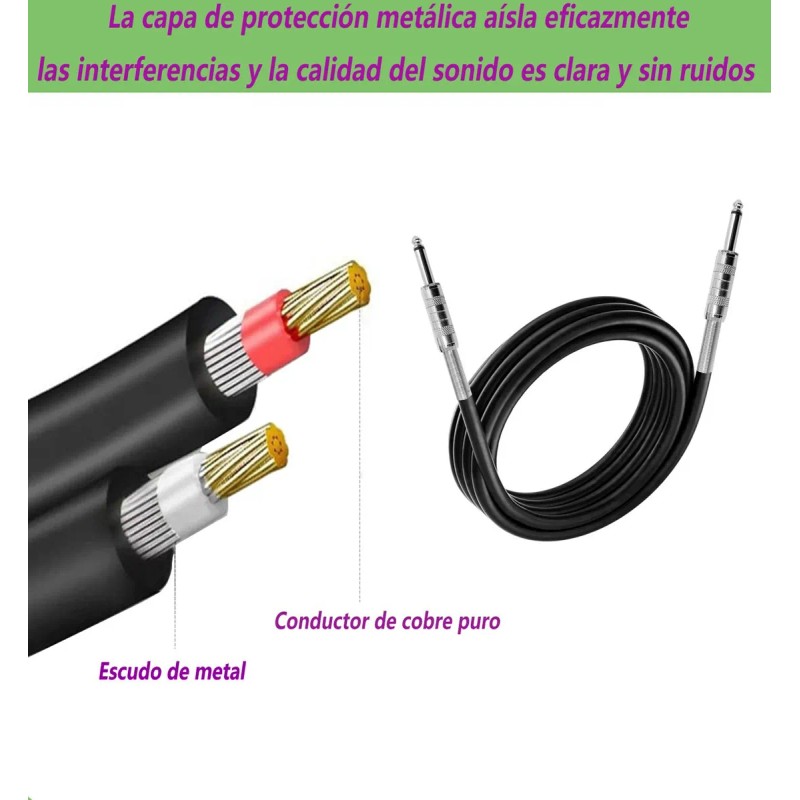 Cable Para Guitarra Plug 6.35mm Markimton 5 Metros 6 Pzas