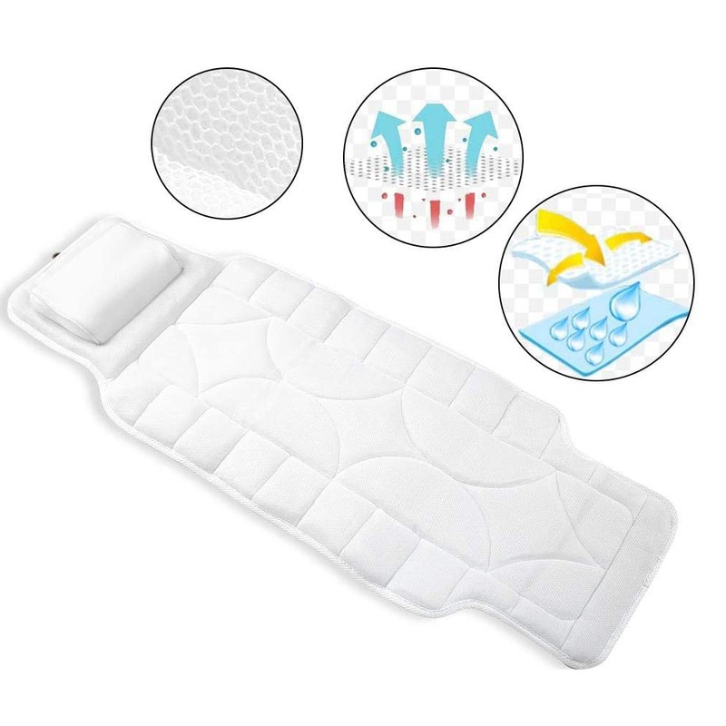 Full Body SPA Bath Pillow Mat with 10 Suction Cups