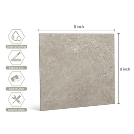 W&S 1-Sheet Brown Grey Peel and Stick Floor Tile, 8 x 8 Matte Stick on Backsplash for Kitchen, Self Adhsive Faux Brick Stone Luxury Flooring Tile, Self Stick on Living Room,Bathroom,Bedroom