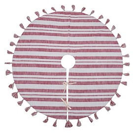 Vickerman 48" Red Stripe Cotton Tree Skirt, Indoor Holiday Home Decor for Christmas Tree