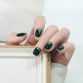 KQOKQO Nail Tips, Fake Nails, Short, Round, Fake Nails, 10 Pieces, Just Stick on Nails, Natural Fit, Cats, Skin Glowing, Cute, Stylish, Coming-of-Age Ceremonies, Wedding, Ultra Thin, Office Nails