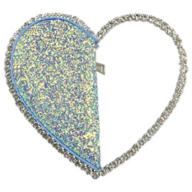 Anopo Women's Clutch Glitter Evening Bag Heart Handbag Elegant Round Bridal Bag for Wedding Party, Purple heart