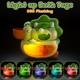 Lehoo Castle Baby Bath Toys, Light Up & Musical Bath Toys, Dinosaur Bath Bubble Machine for Kids, Automatic Bubble Maker for Bathtub, Toddler Bath Toys for Boys Girls