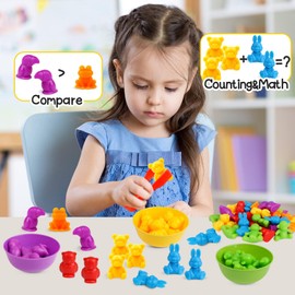 Color Sorting and Counting Dinosaurs Toys for Toddlers 3 5 4 Years Old Preschool Matching Learning Educational Game Montessori Sensory (Animals)