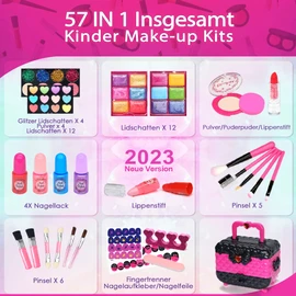 Children's Make-Up Set for Girls, Vanity Case, Safe and Washable Make-Up Children Girls Real Make-up Set, Toy, Princess Gifts for Girls, 4-12 Years (Rose)