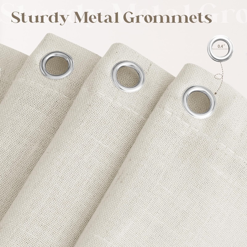 DUKIYO Extra Long Linen Shower Curtain 84 Inch Long Neutral