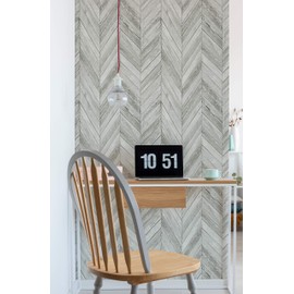 Transform Light Grey Herringbone Wood Peel and Stick Wallpaper