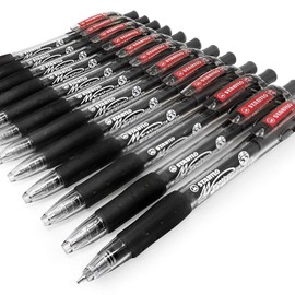 STABILO Marathon Retractable Ballpoint - Extra Large Ink Reservoir - Black - Pack of 12