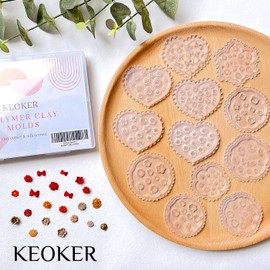 KEOKER Flower Polymer Clay Molds - 12 Pcs Rose and Leaves Molds for Polymer Clay Jewelry Making, Daisy Miniature Clay Molds
