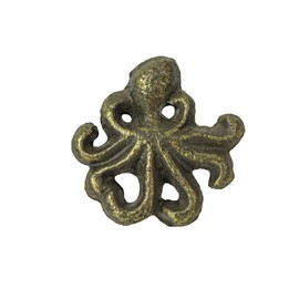 Set of 6 Rustic Bronze Finish Cast Iron Octopus Drawer Pulls - Decorative Cabinet Knobs - Nautical Home Decor - Seaside Furniture Accents - 2 Inches Long