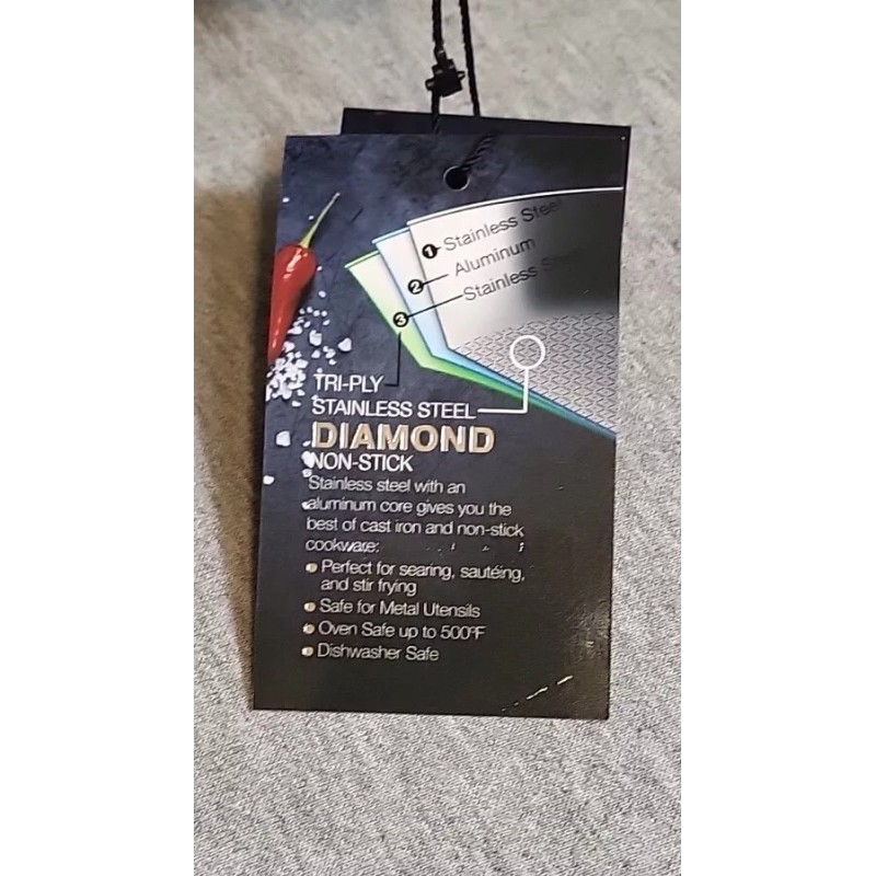 LexiHome Tri-ply Stainless Steel Diamond Non Stick 10” Saute Pan