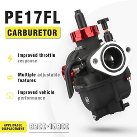 NIBBI 17mm Carburetor with CNC 48mm Air Filter kit,PE17FL Carburetor fit for 110cc Pit Bike,Upgrade for SSR110cc Apollo110cc X-PRO110cc