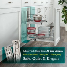 18 Inch Soft Close Drawer Slides – 6 Pairs, Heavy Duty Ball Bearing, Full Extension for Cabinets and Dressers, 100 LB Capacity