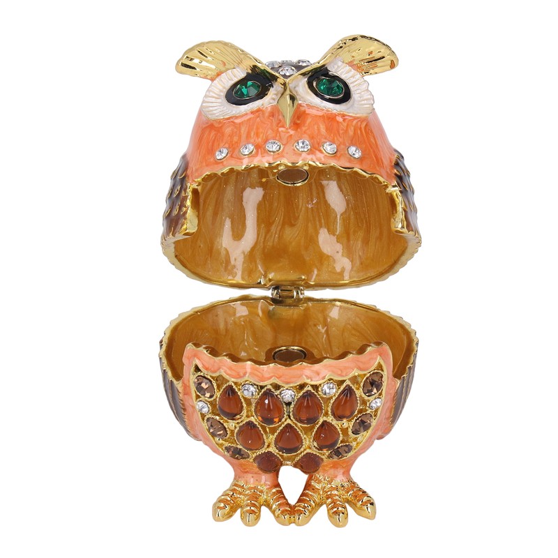 Owl Trinket Box Cute Appearance Brown Metal Jewelry Box for