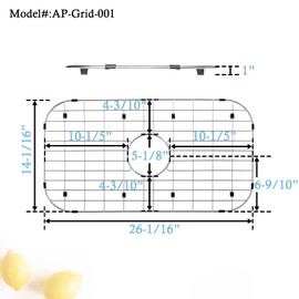 APPASO Sink Protectors for Kitchen Sink, 26-1/16" x 14-1/16", Center Drain Kitchen Sink Grid and Stainless Steel Sink Protectors, Sink Bottom Grid for Single Bowl Sink, Premium Sink Rack