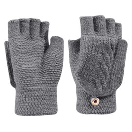 HPONEZJ Gloves Women's Half Finger Winter Gloves Wool Finger Gloves Thickened Warm Knitted Gloves Girls Fingerless Mittens Short Arm Warmers Plain Women's Gloves for Winter Autumn, gray