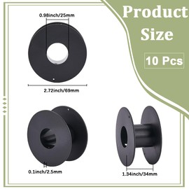 SUNNYCLUE 10Pcs Black Plastic Spool Large Empty Bobbins 6.9cm Flat Jewellery Beading Chain Lace String Cords Wire Thread Organizer Bobbin Spools for Sewing Embroidery Weaving DIY Crafts Accessories