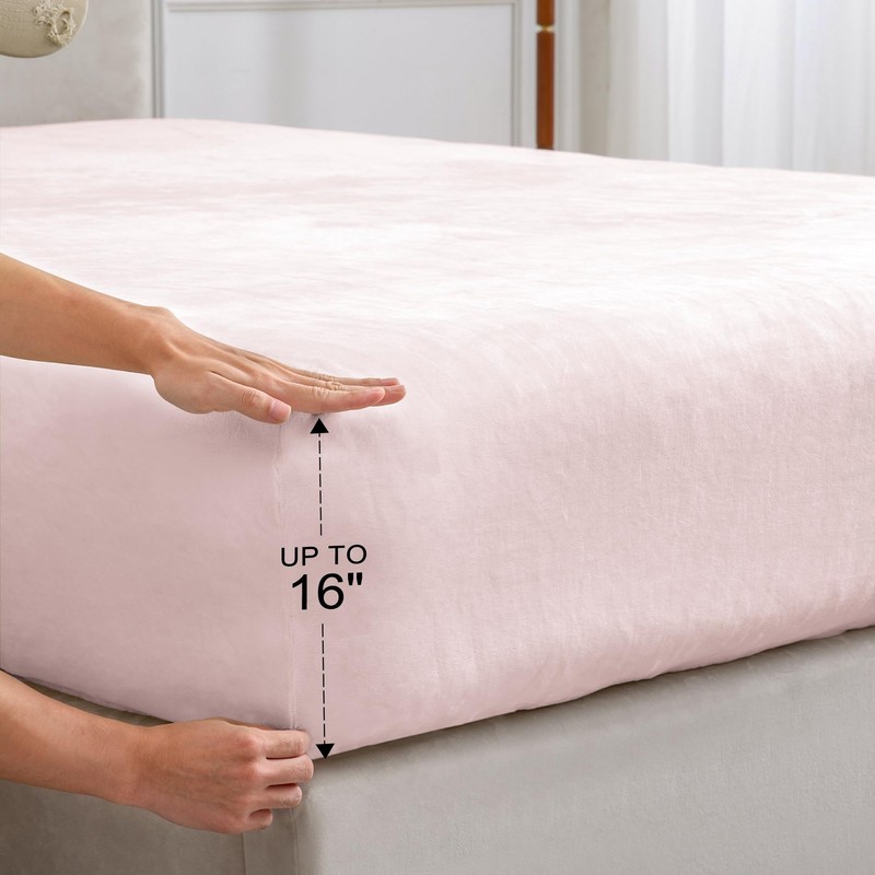 BEDELITE Flannel Sheets Full Size Pink - Super Soft Fleece