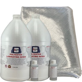 Polymer World- 2 Gal of Polyester Resin with 1708x50x10 Yard Biaxial Cloth, Fiberglass Kits for Boats, Automobiles, Surfboard, RV, Canoes, Jetski, Watercraft with MEKP