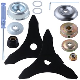 LEONTOOL 10" x 3 Teeth Brush Cutter Blades for Weedeater, Set of 2 Manganese Steel Trimmer Blades with Blade Adapter Kit for 25.4 or 20mm Arbor - Compatible with Husqvarna, Ego, Oregon