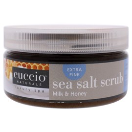 Cuccio Naturalé Extra Fine Sea Salt Scrub Milk & Honey - Exfoliates & Removes Dead Skin Cells - Soothing & Moisturizing - Paraben & Cruelty Free, w/ Vitamin E, Grapeseed, Almond, Avocado Oil - 8 oz