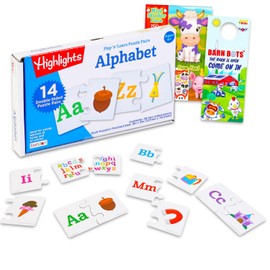 Alphabet ABCs Puzzle Cards for Toddlers - Bundle with 14 Double Sided ABC Matching Puzzle Pieces Pairs Preschool Kindergarten Games | Highlights Learning Toys Pre-K Classroom Activities