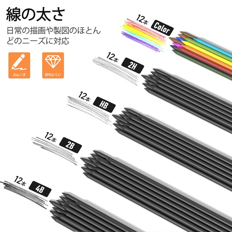 Four Candies Mechanical Pencils Set 2mm Pencil Metal Lead Holder