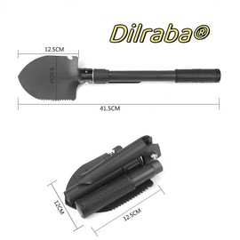 Dilraba® Multi-functional Shovel, Folding Scoop, Mini Compact Shovel, Alloy, Durable, Multi-purpose, Pickaxe, Saw, Axe, Bottle Opener, For Outdoor Use, Camping, Fishing, Mountain Climbing, Snow