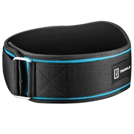 TAVIALO Weight Lifting Belt, Fitness Belt in Blue, Grey and Red, Sizes M to XL, Safe and Extra Padded, for Weight Training, Bodybuilding, Powerlifting, Crossfit, Weightlifting Gym Belt