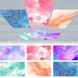 VIHOSE 6 Pcs Fluorescent Light Covers for Ceiling Lights Classroom Magnetic Light Covers Classroom Filters Office School Drop Ceiling, 4 x 2 ft(Marble)