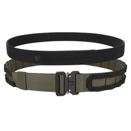 KRYDEX GEAR Tactical Belt with Quick Release 1.75 Inch Tactical Belt with 1.5 Inch Inner Belt Military Heavy Duty Molle Belt Work Belt High Performance Belt for Men (Ranger Green, M)