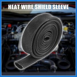 VekAuto Fiberglass Heat Wire Shield Sleeve Heat High Temp Shield Adjustable Heat Shield 3.2ft 12mm 1/2" Black for Car Wire Protection Auto Accessories