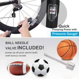 Diyife Mini Bomba de Bicicleta con Manómetro [120 PSI][Juego Completo],Bomba de Bola con Aguja,Kit de Parche Sin Pegamento,Tapas de Válvula de Ciclo y Montaje Bastidor para Válvula Presta y Schrader